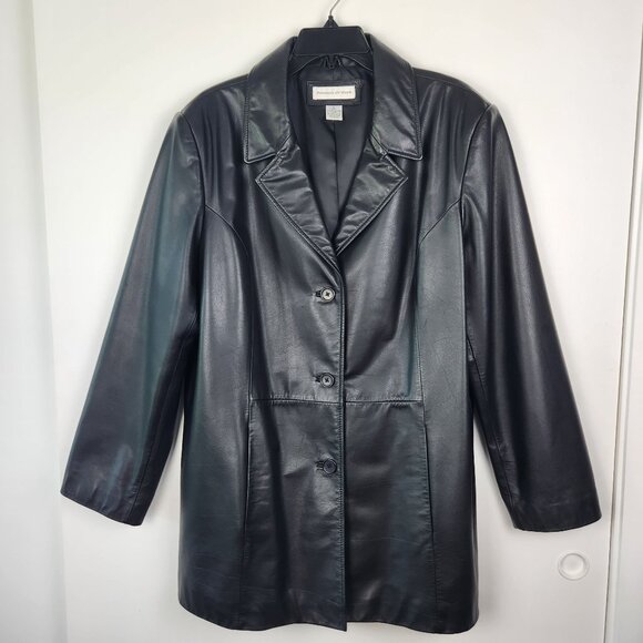 Preston & York Jackets & Blazers - Preston & York Black Leather Women's Blazer Style Three Button Jacket, XL